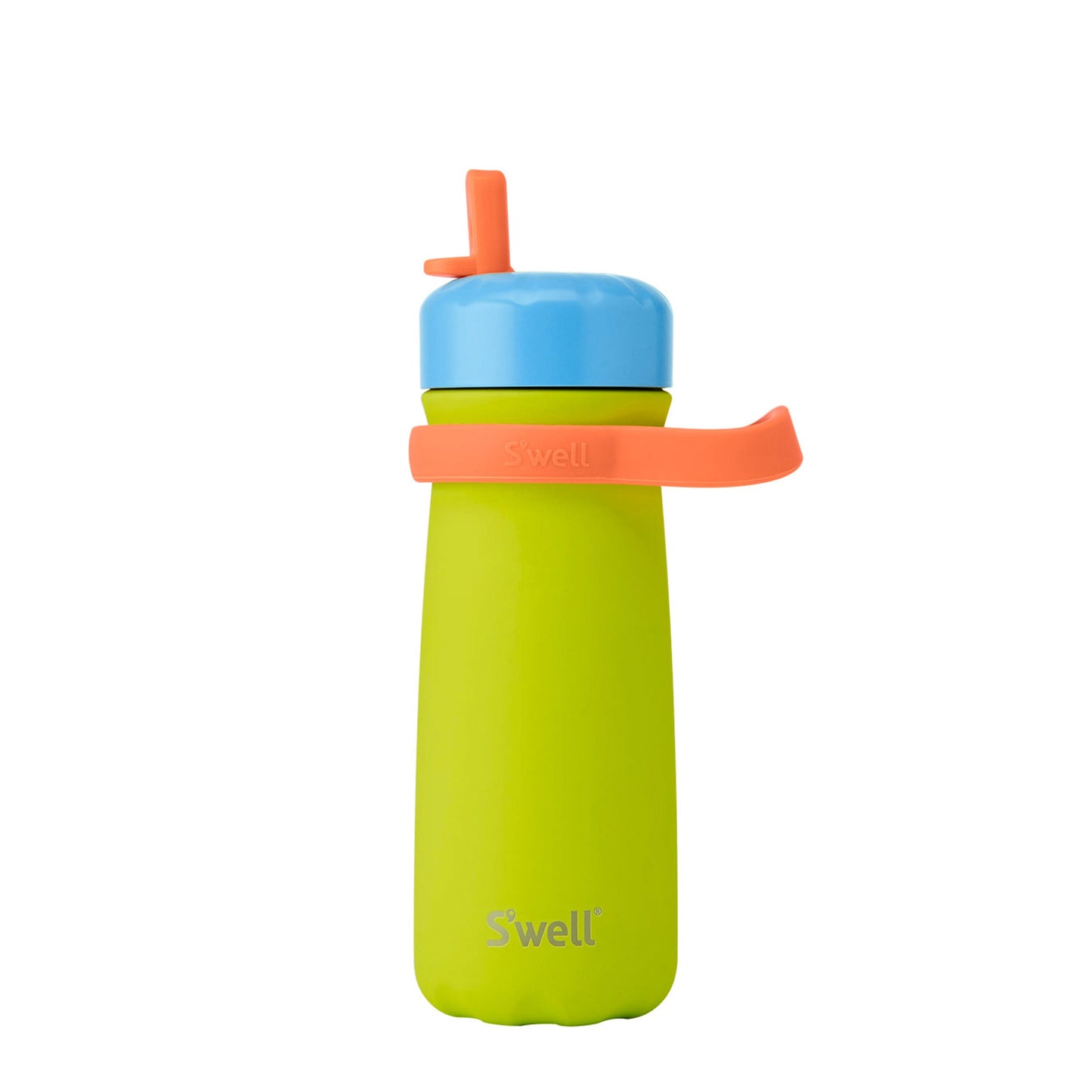 traveler-with-flip-straw-lid-16oz-v9 Swell-Kids-Water-Bottle-Traveler-16oz-Lime-Sherbet-Front-Lid-Up.jpg
